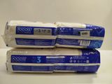 three rolls of toilet paper stacked on top of each other