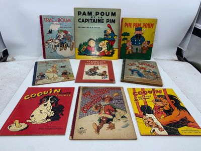 cinq bandes dessinées pour enfants sont alignées sur une table