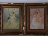 deux tableaux représentant une femme et un homme en robe blanche