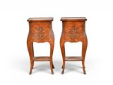 pair of louis xv style walnut bedside tables