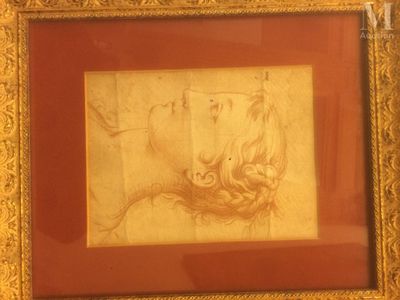 une photo d'un dessin dans un cadre doré accroché au mur