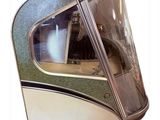 an image of a silver and black motorcycle helmet