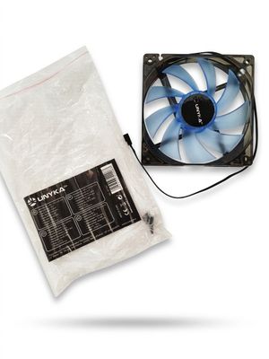a close up of a fan and a bag of plastic material