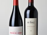 deux bouteilles de vin posées l'une à côté de l'autre sur une table en bois