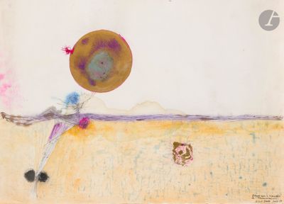tableau représentant une femme et un chien jouant avec une balle sur la plage
