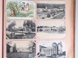 an open book with pictures of people and buildings in it