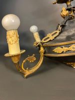 Lustre en bronze doré et métal laqué noir à quatre bras de l… (photo 3)