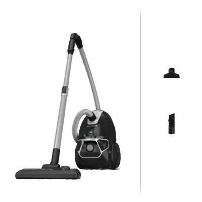 photo en noir et blanc représentant un vide et un aspirateur