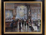 a painting of a group of people standing in a room