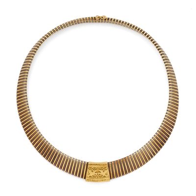 COLLIER présentant une maille tubogaz bicolore et retenant u…