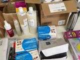 a table with many boxes of supplies on it