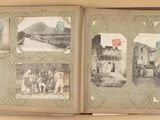 an open book with pictures of people and animals on it