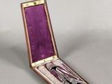 a purple case with a pair of scissors inside of it