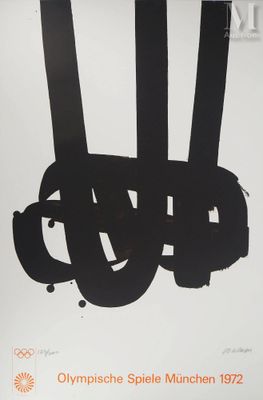 une affiche en noir et blanc représentant une paire de skis