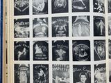 an open book with black and white images of people and animals