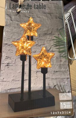 a box with three star shaped lights on it