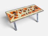 a bench with a design on it on a white background