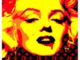 un tableau représentant Marilyn Monroe en rouge et jaune