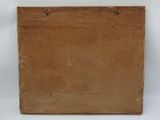 an old wooden box with a brown surface on a white background