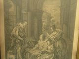 an old picture of a woman and a man sitting in a room