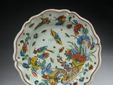 an image of a plate with birds and flowers on it