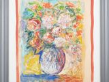 an image of a painting of flowers in a vase on a table