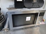a microwave that is sitting on top of a counter