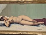 l'image d'un tableau représentant une femme nue allongée sur un lit
