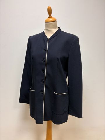 Gérard DAREL – Veste en laine et viscose bleu marine, filets blan...
