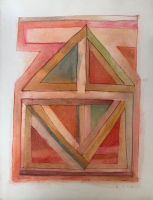 une image représentant une peinture d'une fenêtre sur laquelle figure un triangle
