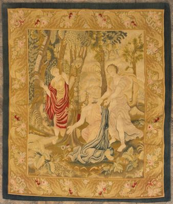 an image of a tapestry hanging on the wall of a room