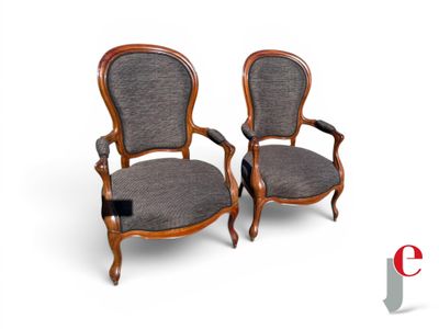 pair of antique chairs with upholstered upholstered back and arms