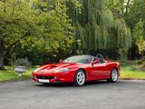 a red sports car that is parked in a parking lot