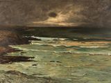 an image of a painting of a view of a body of water