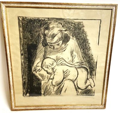 une image représentant le dessin d'une femme tenant un bébé dans ses bras