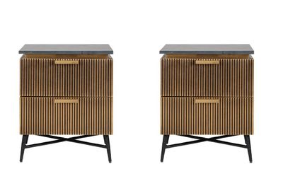 Lot de 2 Chevets à 2 tiroirs RICHMOND INTERIEURS plateau en …