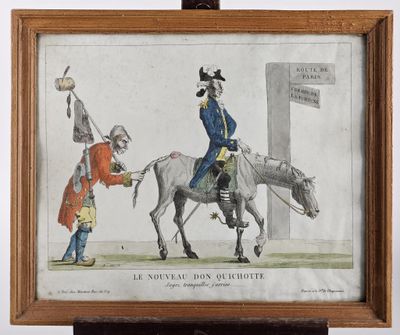 tableau représentant un homme à cheval et un homme à cheval