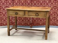 Table rustique à entretoise en H, ouvrant à deux tiroirs en … (photo 4)