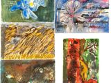 quatre aquarelles représentant des fleurs et des plantes sur fond blanc