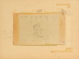 an old drawing of a dog sitting on top of a piece of paper