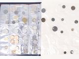 a lot of coins in a bag on the table