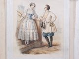 une vieille photo d'un homme et d'une femme se tenant l'un à côté de l'autre