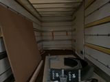 a box in the back of a moving truck