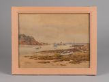 an image of a picture of a painting of boats on the water