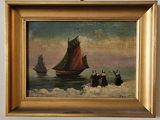 une image d'un tableau représentant un bateau sur l'eau