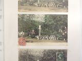 two pictures of a group of people in a park