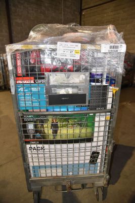 a metal cart with a lot of items in it