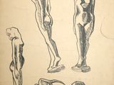 sketches of a man and a woman standing next to each other
