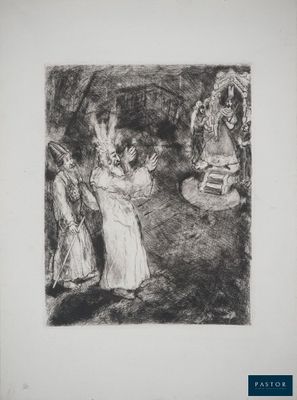 a black and white drawing of a woman standing in front of a man