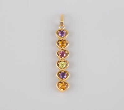 14k yellow gold amethorate and peridot pendant